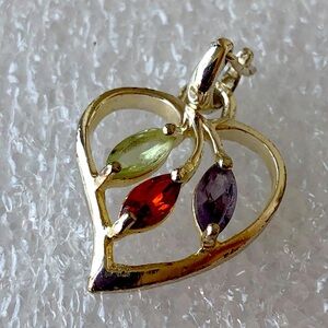 sterling silver gemstone heart enhancer pendant
